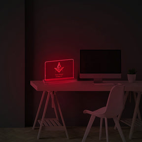 Master Mason Blue Lodge LED Sign - 3D Glowing light - Bricks Masons