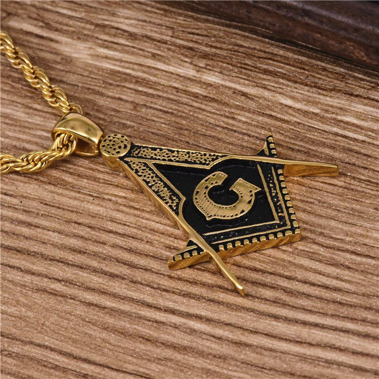 Master Mason Blue Lodge Pendant - Black and Gold Square and Compass G - Bricks Masons