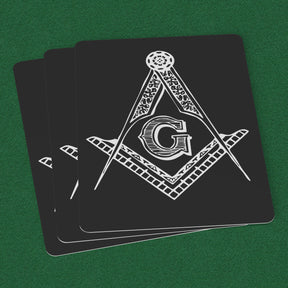 Master Mason Blue Lodge Playing Cards - Black with Square & Compass G - Bricks Masons