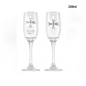 Order Of Malta Commandery Champagne Flute - 2 Pieces Set - Bricks Masons