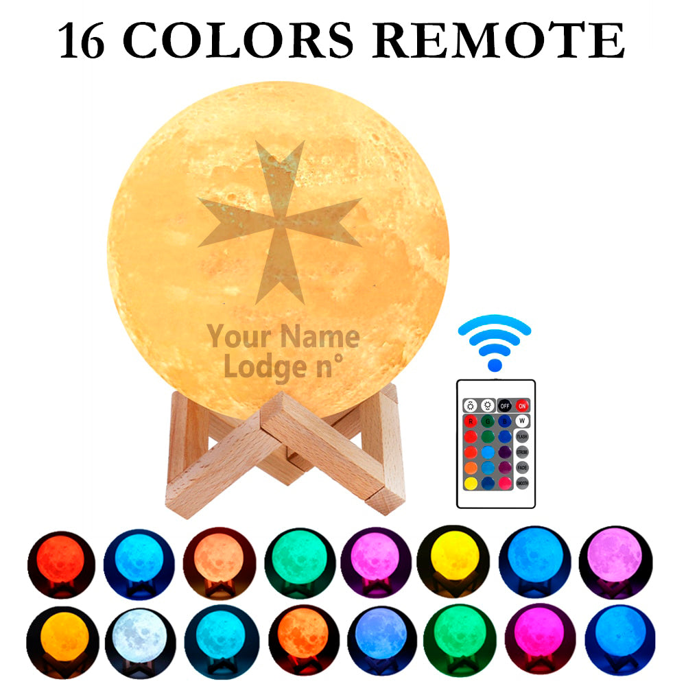 Order Of Malta Commandery Lamp - 3D Moon Various Colors - Bricks Masons