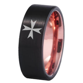 Order of Malta Commandery  Ring - Black - Bricks Masons