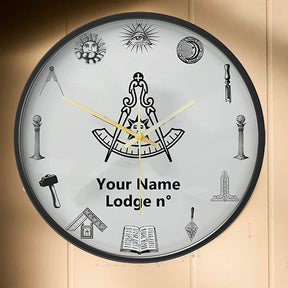 Past Master Blue Lodge California Regulation Clock - Frame with LED - Bricks Masons