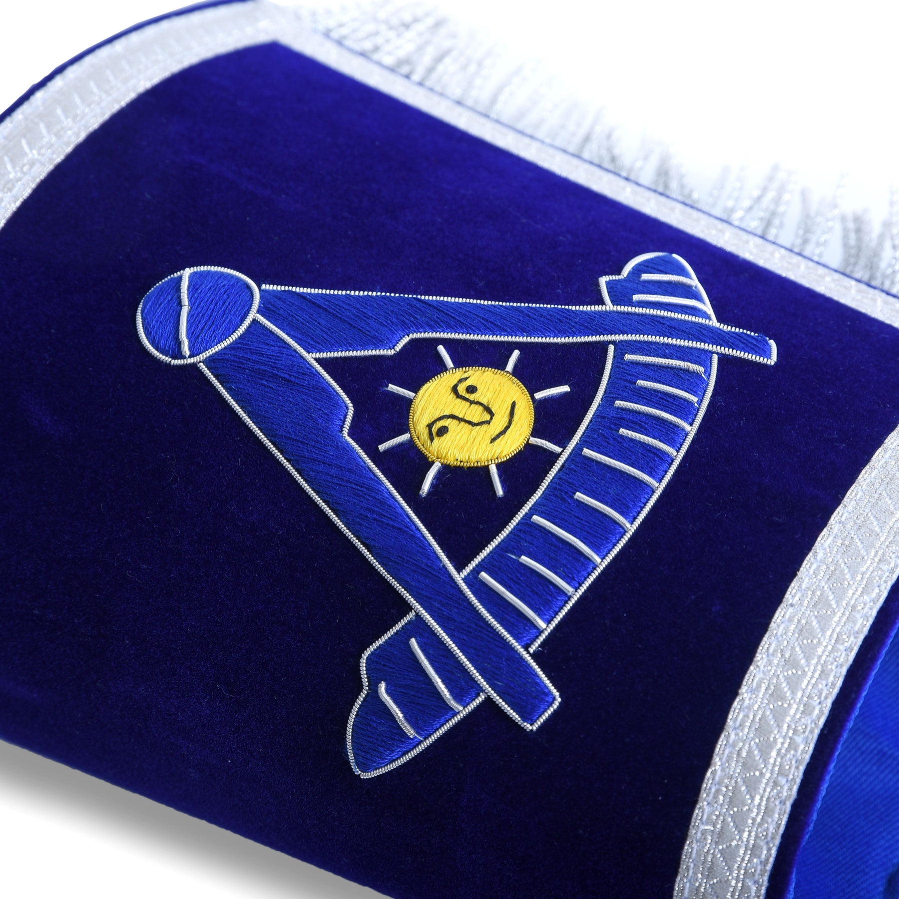 Past Master Blue Lodge California Regulation Cuff - Blue Hand Embroidery With Fringe - Bricks Masons
