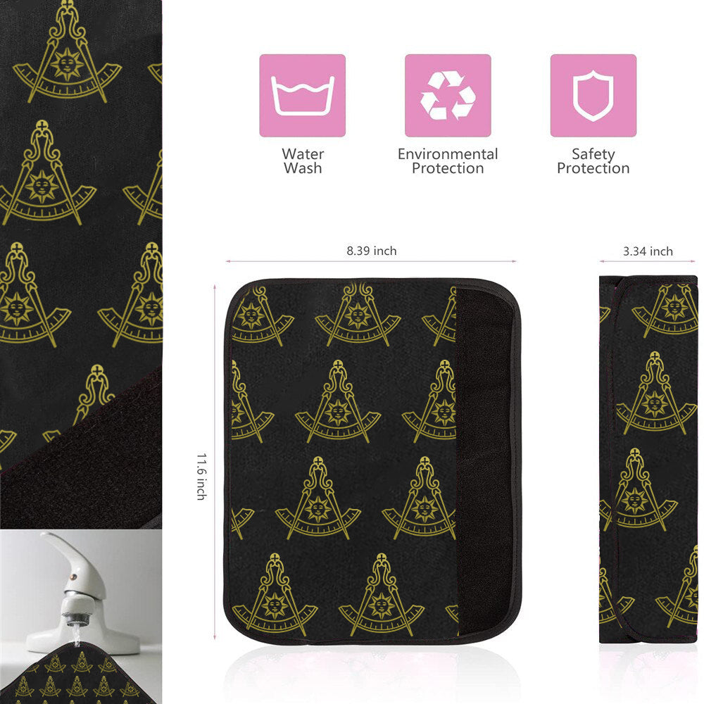 Past Master Blue Lodge California Regulation Seatbelt Cover - White & Gold - Bricks Masons