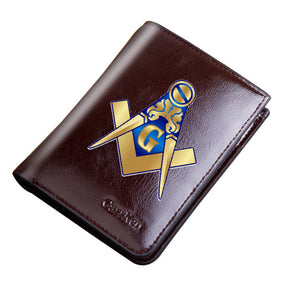Master Mason Blue Lodge Wallet - With Credit Card Holder Leather (Black/Coffee) - Bricks Masons