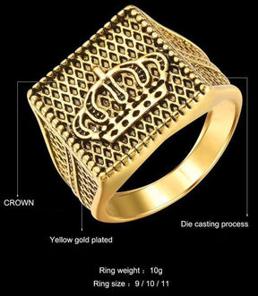 Golden Royal Crown Knight Ring - Bricks Masons