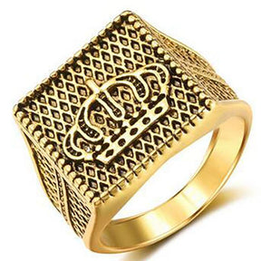 Golden Royal Crown Knight Ring - Bricks Masons
