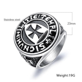 Templi Signvm Militie Cross Shield Ring - Bricks Masons