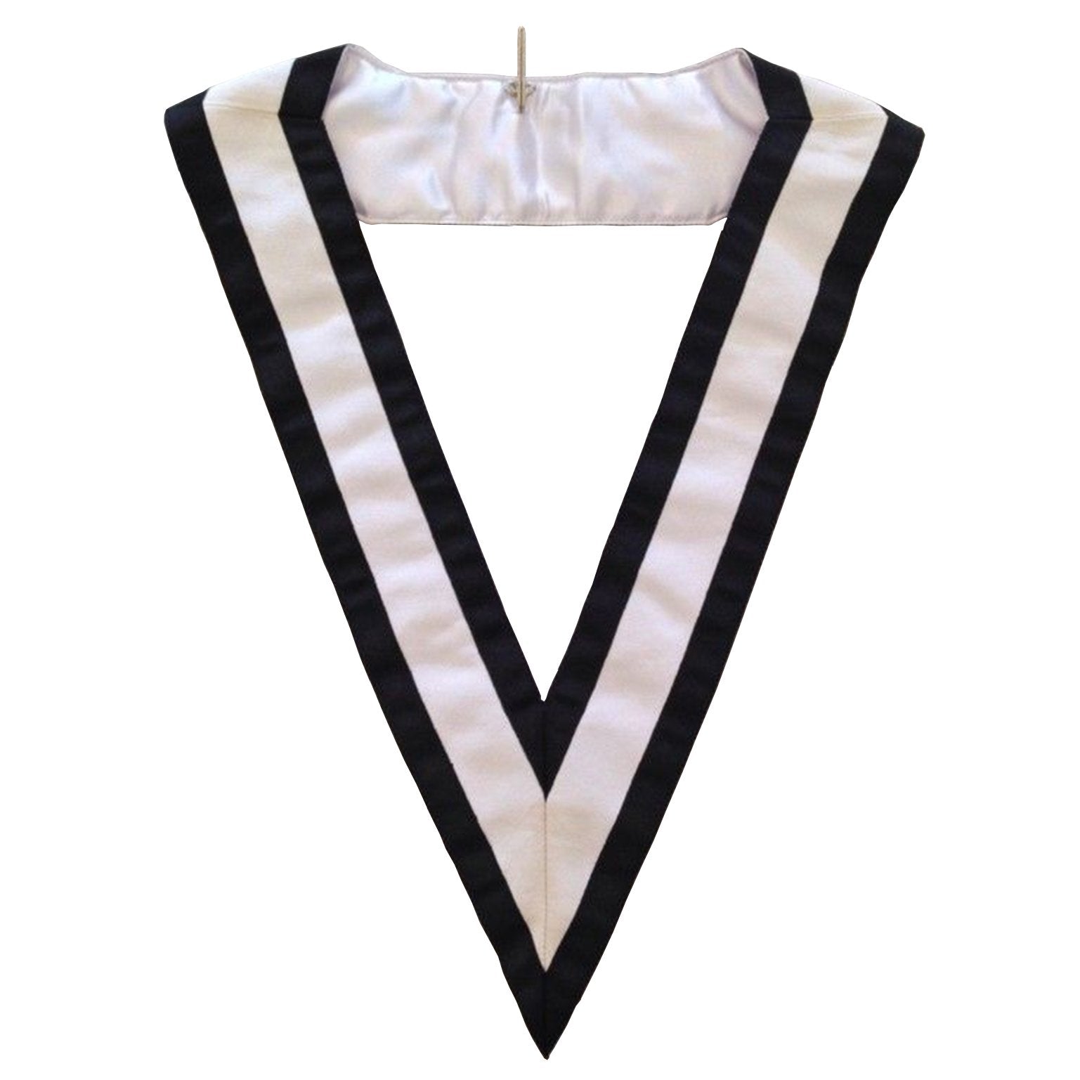 4th Degree Scottish Rite Collar - White & Black Satin Grosgrain - Bricks Masons